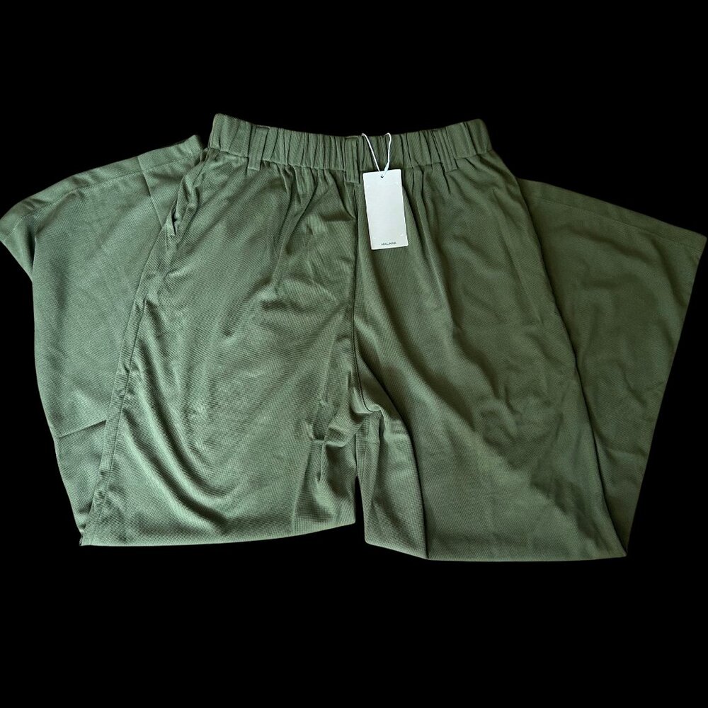 HALARA Green Waffle Wide Leg Pants